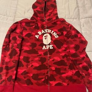 Bape Kids Red and Black Camo Jacket